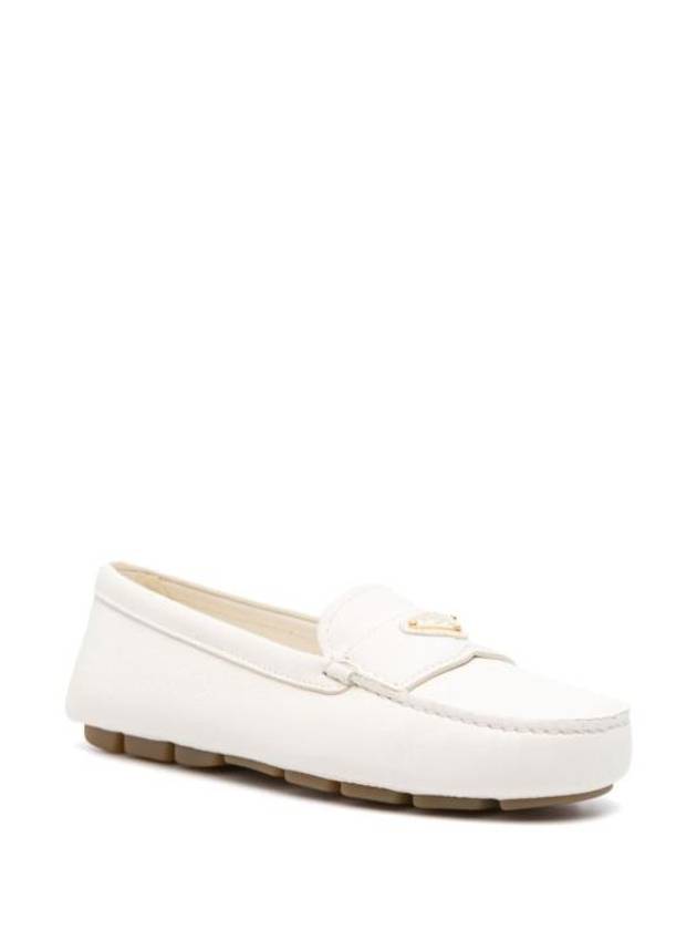 Leather Driving Shoes Ivory - PRADA - BALAAN 3