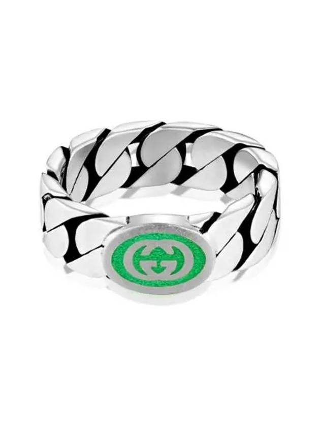 Interlocking G Enamel Ring Silver - GUCCI - BALAAN 3