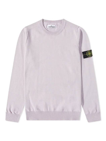 Wappen Patch Crew Neck Soft Cotton Knit Top Pastel Pink - STONE ISLAND - BALAAN 1