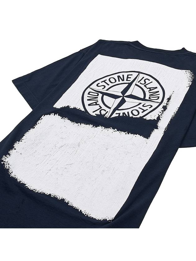 Logo Print Short Sleeve T-Shirt Navy - STONE ISLAND - BALAAN 8