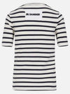 Striped Cotton Short Sleeve T-Shirt Navy Beige - JIL SANDER - BALAAN 3