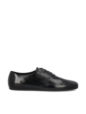 Brushed Leather Lace Up Derby Black - PRADA - BALAAN 1