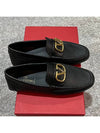 Men's V Logo Signature Leather Loafers Black - VALENTINO - BALAAN.