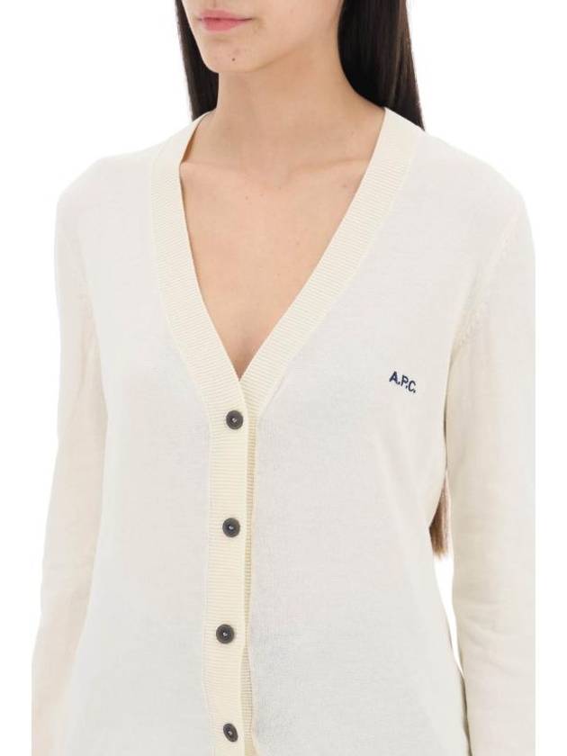 Bella Logo Embroidery Cardigan Ivory - A.P.C. - BALAAN 5