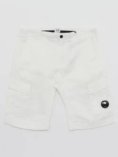 Stretch Satin Cargo Shorts White - CP COMPANY - BALAAN 2