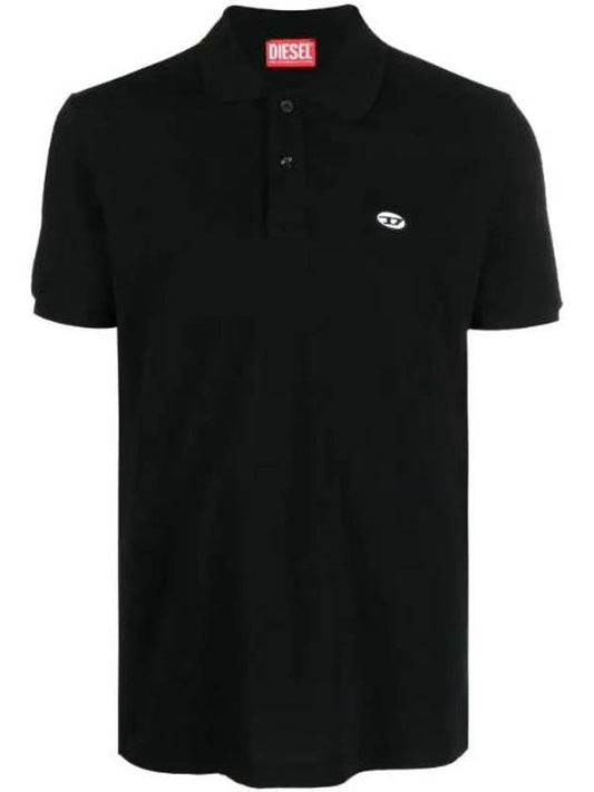 Slim Fit Organic Cotton Polo Shirt Black - DIESEL - BALAAN 1