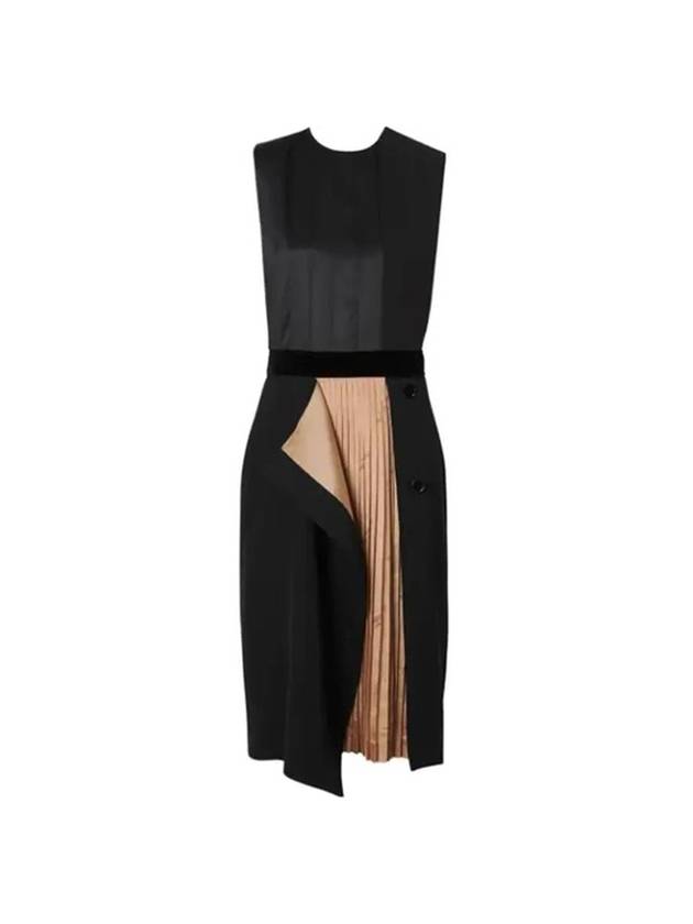 Women's Silk Panel Midi Dress Black - BURBERRY - BALAAN 1