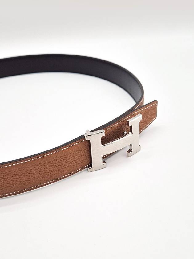 H buckle double sided belt 32mm black gold silver matte H073967CAAA - HERMES - BALAAN 4