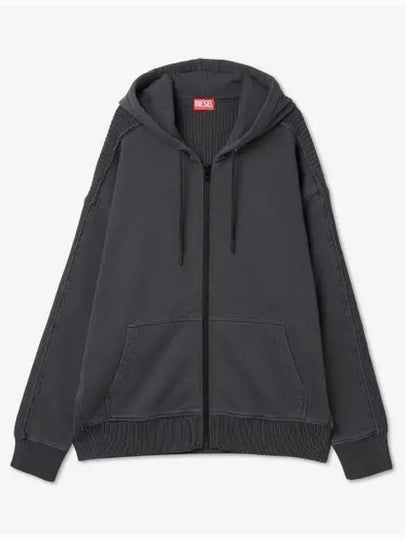 K Oberto Hybrid Jersey Knit Zip-Up Hoodie Dark Grey - DIESEL - BALAAN 2