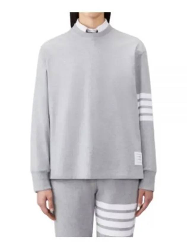 Engineered 4 Bar Medium Weight Jersey Oversized Long Sleeved T-Shirt Light Grey - THOM BROWNE - BALAAN 2