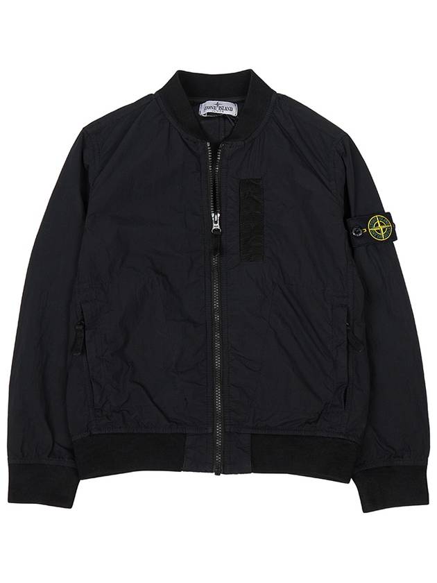 Kids Garment Dyed Cotton Nylon Bomber Jacket Black - STONE ISLAND - BALAAN 3