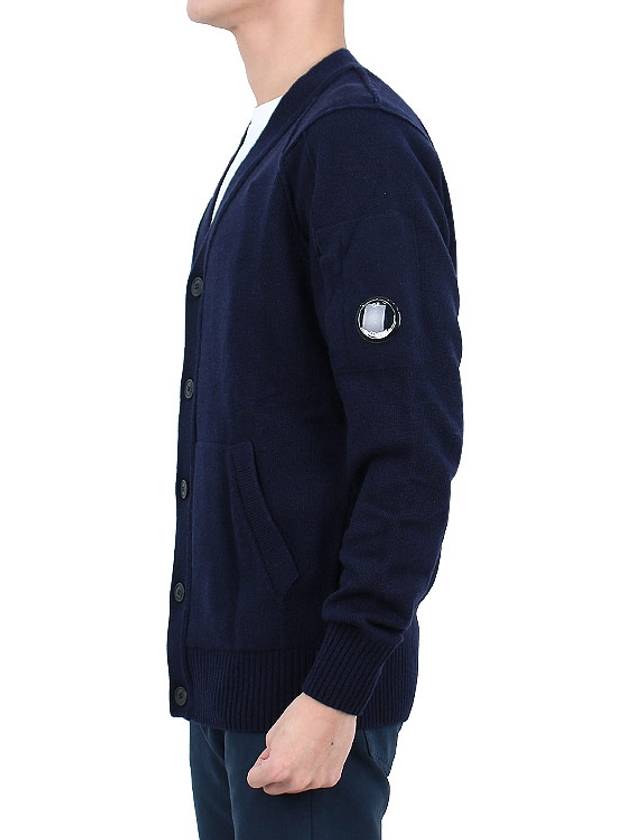 Men's Lens Wappen Lambswool Cardigan Navy - CP COMPANY - BALAAN 5