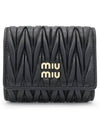 Matelasse Logo Nappa Leather Half Wallet Black - MIU MIU - BALAAN 2