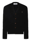 V Neck Cotton Cardigan Black - VIVIENNE WESTWOOD - BALAAN 3