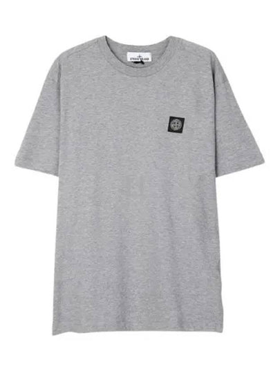 Slimfit Cotton Jersey Short Sleeve T-shirt Light Grey - STONE ISLAND - BALAAN 2