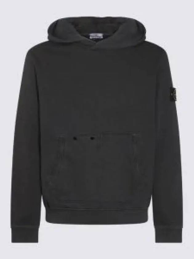 Old Effect Cotton Diagonal Fleece Hoodie Black - STONE ISLAND - BALAAN 2