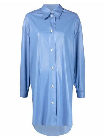 Leather Oversized Shirt Short Dress Blue - MAISON MARGIELA - BALAAN 1