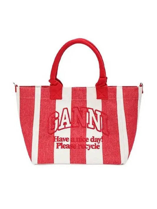 Easy Shopper Stripes Tote Bag Red - GANNI - BALAAN 2