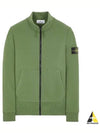 Garment Dyed Cotton Fleece Zip Up Jacket Olive - STONE ISLAND - BALAAN 2