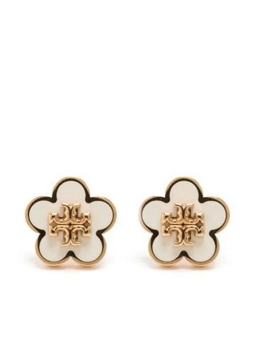 Kira Flower Stud Earrings White Gold - TORY BURCH - BALAAN 1