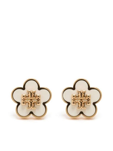 Kira Flower Stud Earrings White Gold - TORY BURCH - BALAAN 1