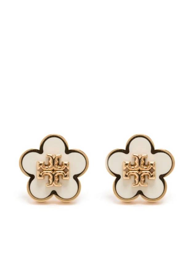 Kira Flower Stud Earrings White Gold - TORY BURCH - BALAAN 1