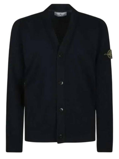 Waffen Organic Cotton V-Neck Cardigan Black - STONE ISLAND - BALAAN 1