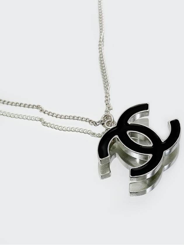 Big CC logo black nickel double sided two way Jenny V necklace pendant 4VCHA30135 - CHANEL - BALAAN 2