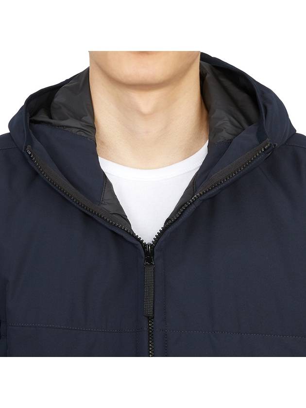 Men's Soft Shell Wappen Hooded Jacket Navy Blue - STONE ISLAND - BALAAN.