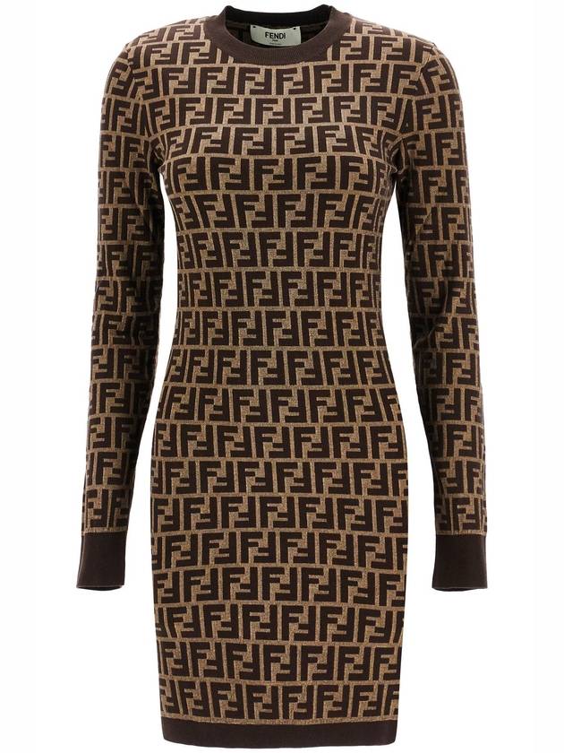 FF Motif Jacquard Short Dress Brown - FENDI - BALAAN 1