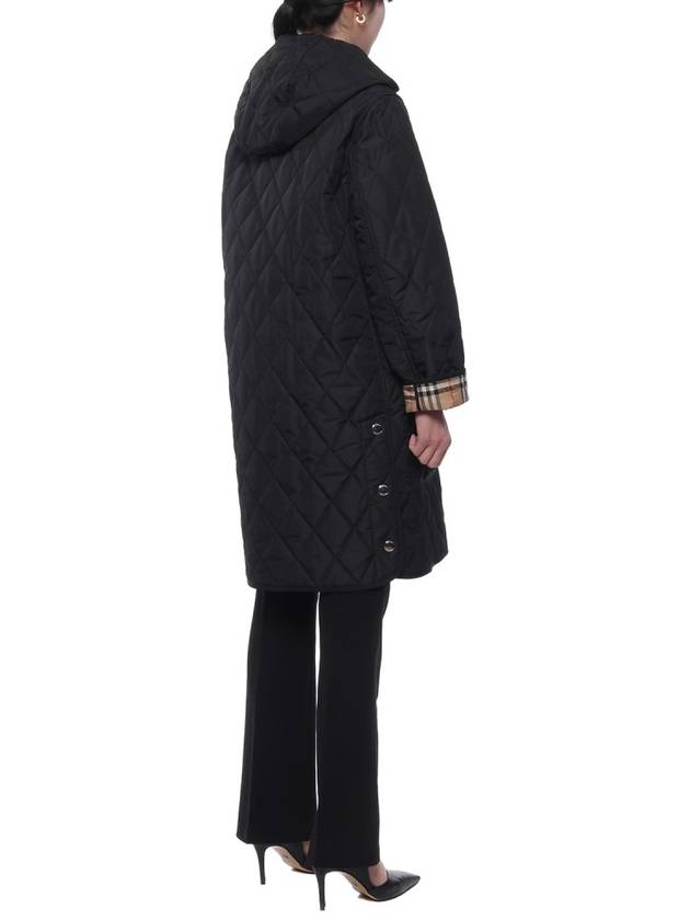 Women's Diamond Quilted Hoodie Single Coat Black - BURBERRY - BALAAN 7