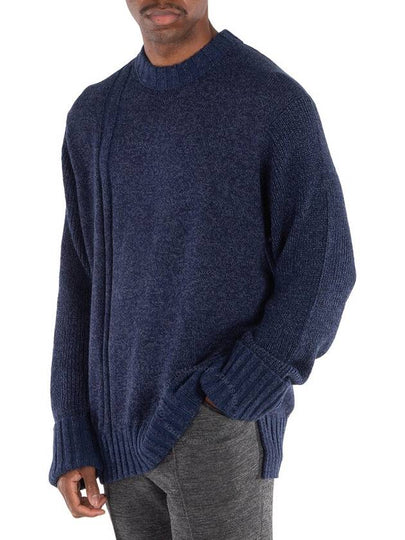 Yohji Yamamoto Navy Drop Needle Crew Neck Sweater, Brand Size 3 (Large) - YOHJI YAMAMOTO - BALAAN 2