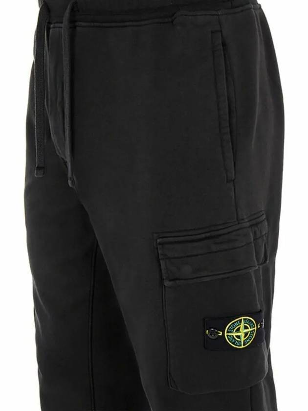 Garment Dyed Cotton Fleece Track Pants Black - STONE ISLAND - BALAAN 4