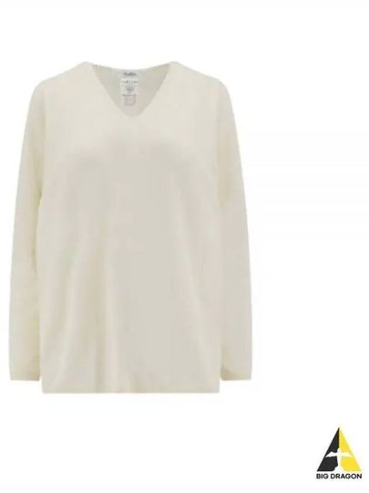 Freccia V-neck Cashmere Knit Top White - MAX MARA - BALAAN 2