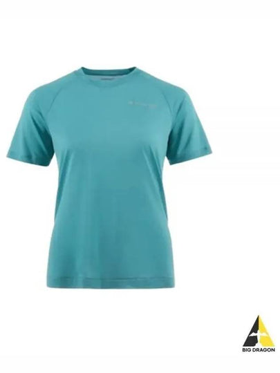 Women's Groa Logo Technical Short Sleeve T-Shirt Teal Blue - KLATTERMUSEN - BALAAN 2