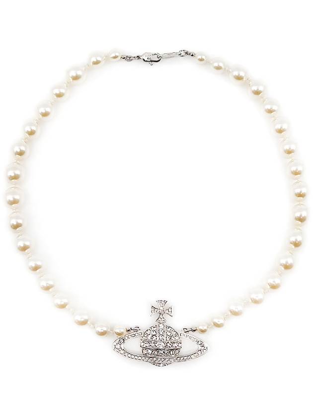 One Row Pearl Bas Relief Necklace Silver - VIVIENNE WESTWOOD - BALAAN 3