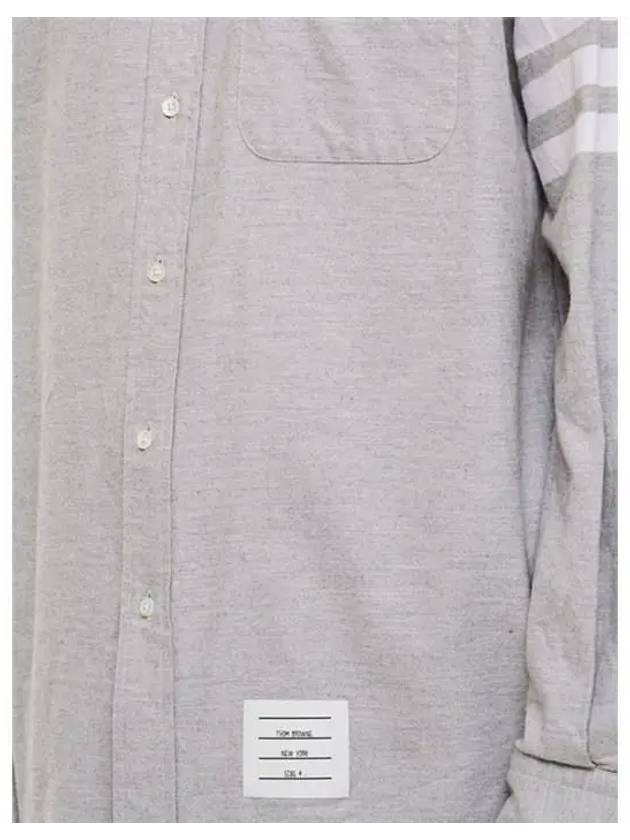 Men's Diagonal Solid Flannel Long Sleeve Shirt Grey - THOM BROWNE - BALAAN 8