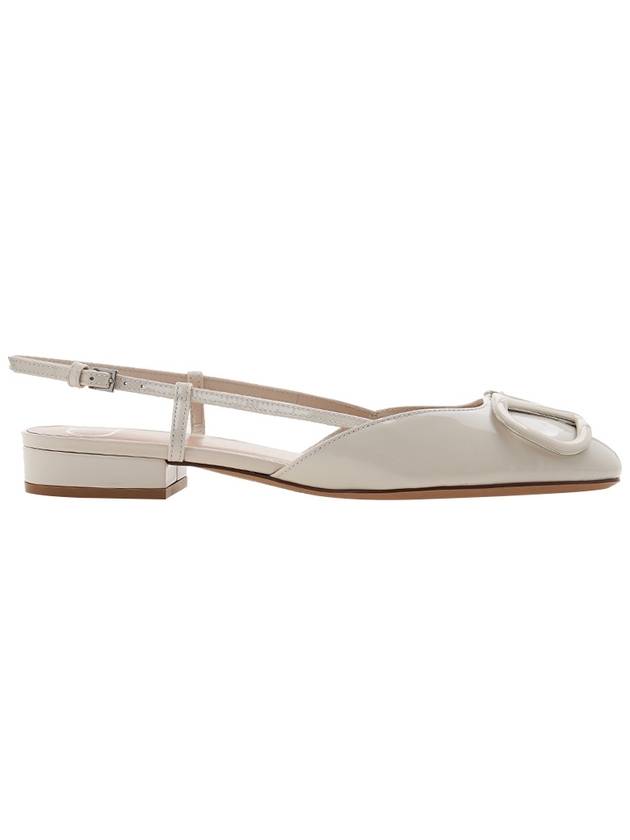 Women's V Logo Signature Leather Mule Sandals White - VALENTINO - BALAAN 3