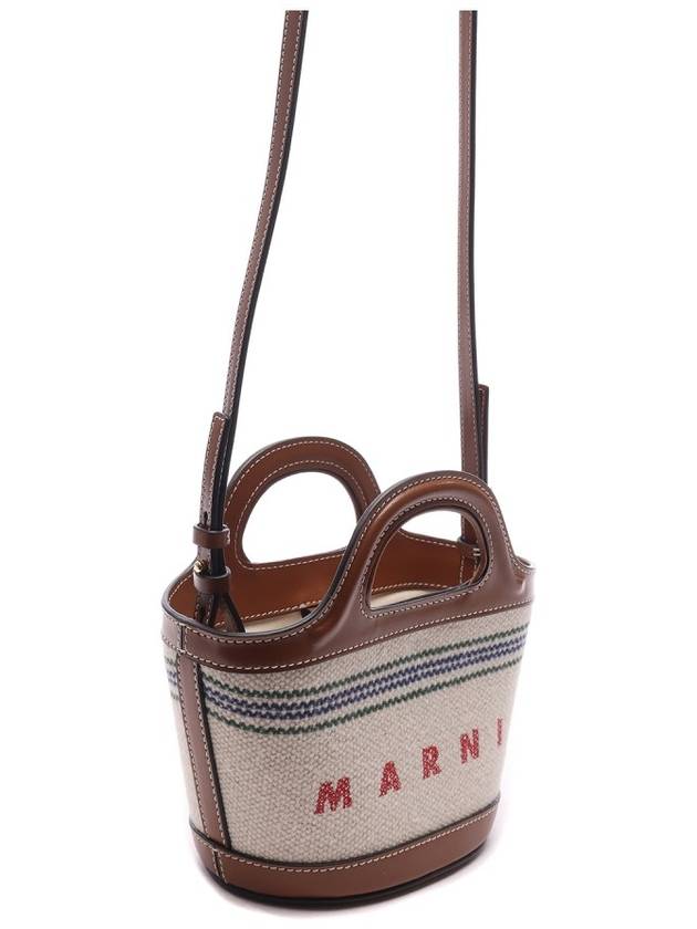 Tropicalia Canvas Bucket Bag Natural Moka - MARNI - BALAAN 4