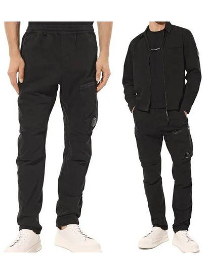 Logo Patch Tapered Straight Pants Black - CP COMPANY - BALAAN 2