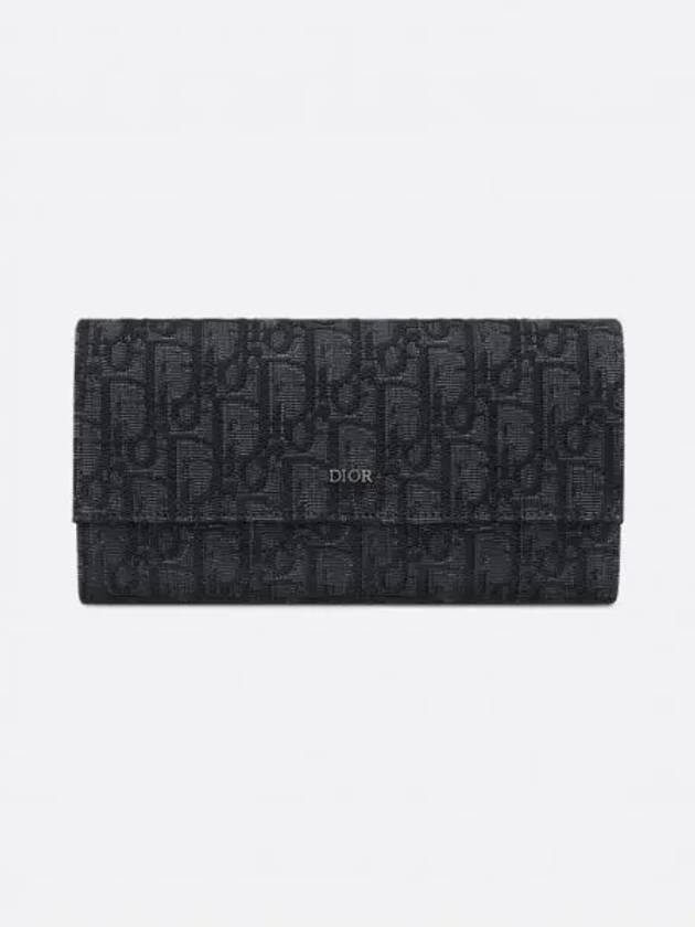 Oblique Flap Jacquard Long Wallet Black - DIOR - BALAAN 2