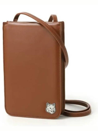 Fox Head Leather Messenger Cross Bag Brown - MAISON KITSUNE - BALAAN 2