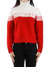 Women's Logo Sweater Turtleneck Red - MONCLER - BALAAN.