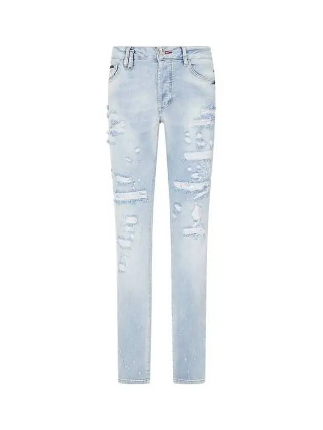 Men s Glass Logo Patch Denim Pants Light Indigo - PHILIPP PLEIN - BALAAN 1