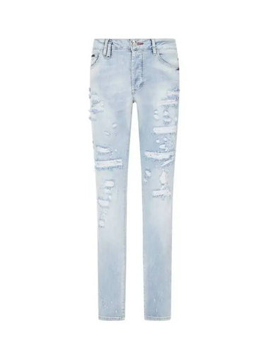 Men s Glass Logo Patch Denim Pants Light Indigo - PHILIPP PLEIN - BALAAN 1