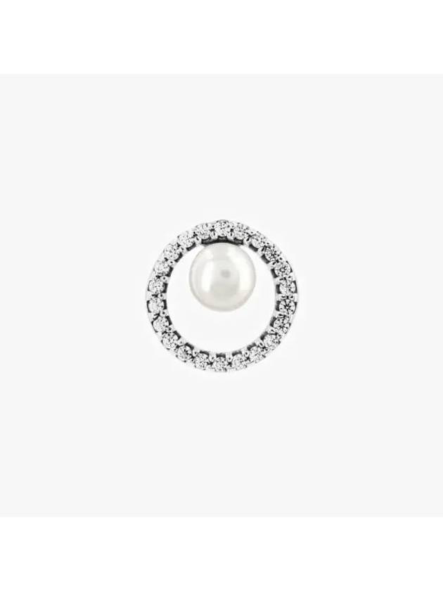 Women's Treated Freshwater Cultured Pearl Pave Halo Stud Earrings Silver - PANDORA - BALAAN 3