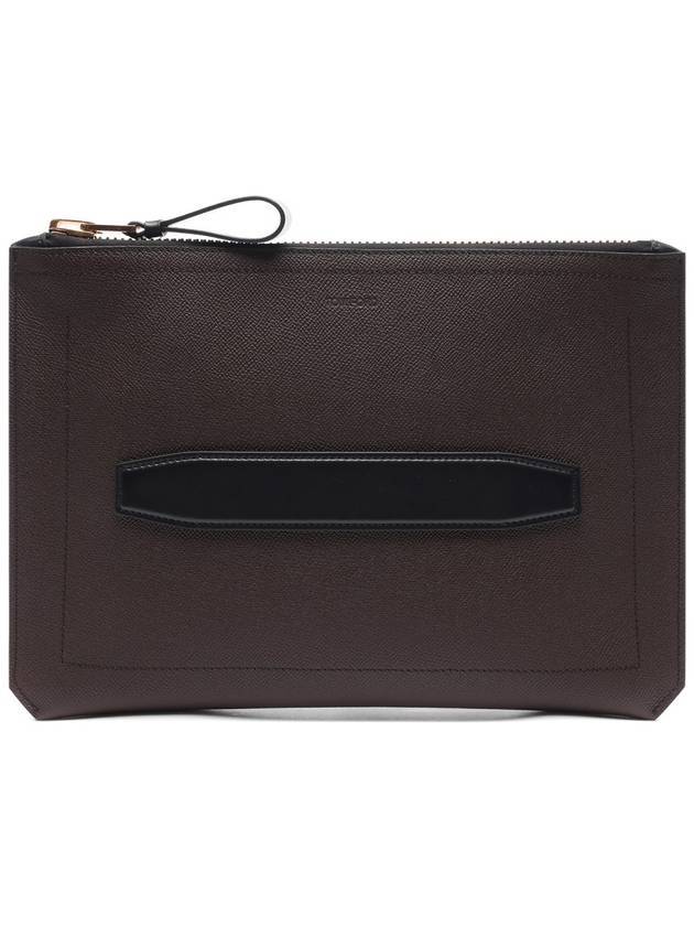 Men's Berkeley Leather Clutch Bag Brown - TOM FORD - BALAAN 1