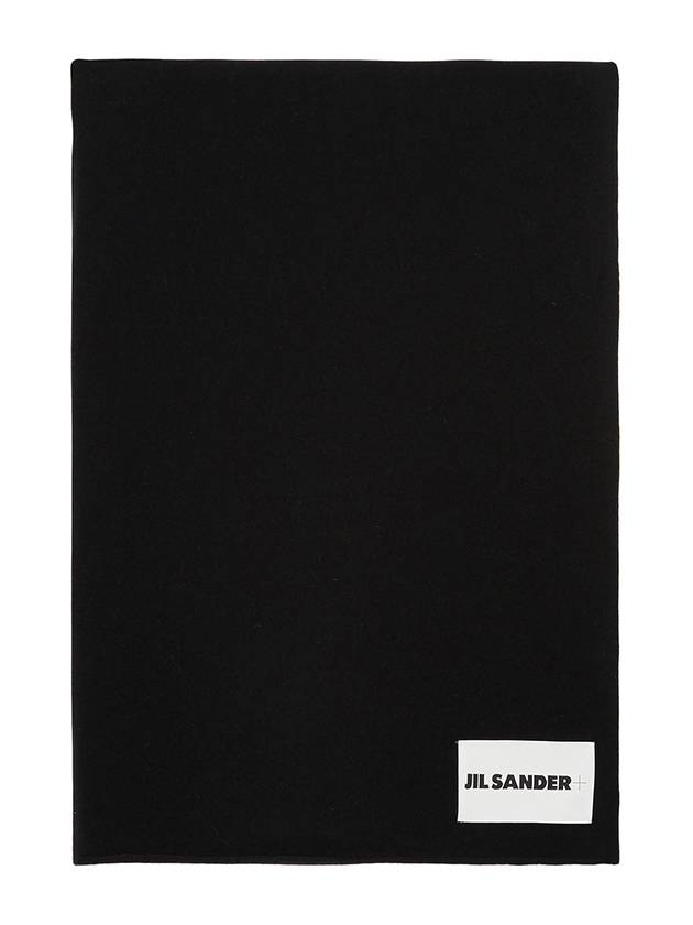 Logo Patch Cashmere Scarf Black - JIL SANDER - BALAAN 2