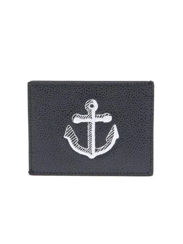 Pebble Grain Anchor Card Wallet Navy - THOM BROWNE - BALAAN 5