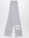 Lettering Logo Muffler Shawl Gray Women s - MIU MIU - BALAAN 1